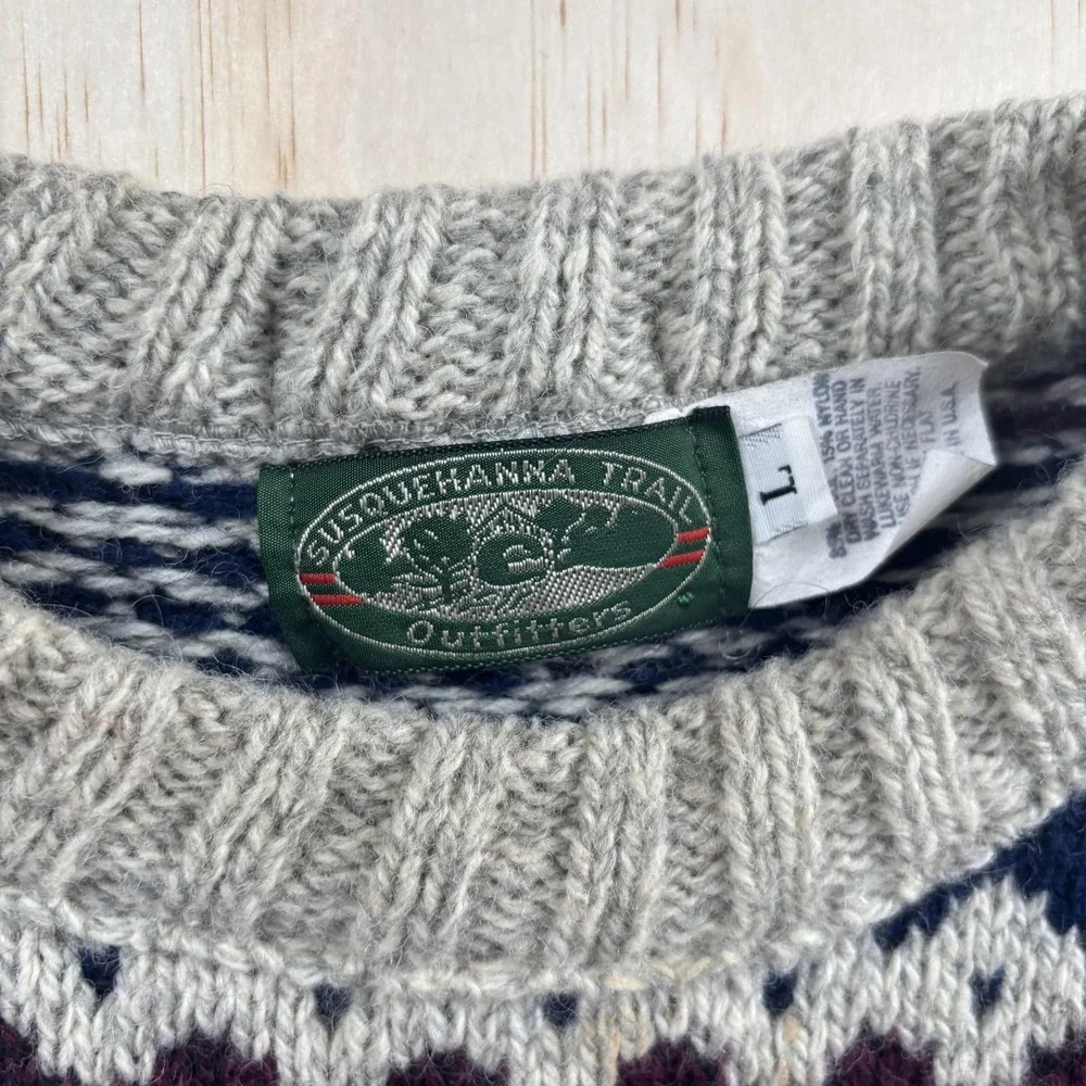 Vintage Susquehanna Trail Outfitters Sweater Mens Large‎ Fair Isle Ski Pullover